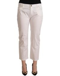 L'Autre Chose - White Cotton Mid Waist Cropped Denim Jeans - Lyst