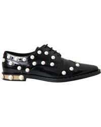 Dolce & Gabbana - Black Leather Faux Pearl Dress Brogue Shoes - Lyst