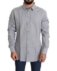 Dolce & Gabbana - White Checkered Gold Dress Cotton Shirt - Lyst