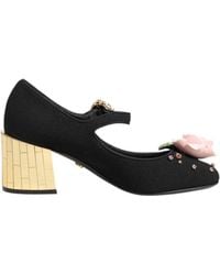 Dolce & Gabbana - Black Flower Crystal Embellished Mary Jane Shoes - Lyst