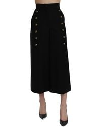 Dolce & Gabbana - Wide Wool Leg Cropped Trouser Pant - Lyst