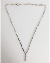 Dolce & Gabbana - Silver Tone Brass Chain Religious Cross Pendant Necklace - Lyst