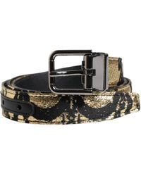 Dolce & Gabbana - Brocade Fabric Belt With Leather - Lyst