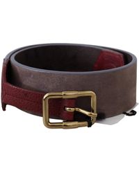 Gianfranco Ferré - Brown Leather Wide Gold Chrome Logo Buckle Belt - Lyst
