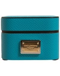 Dolce & Gabbana - Green Leather Metal Logo Plaque Holder Airpods Case - Lyst