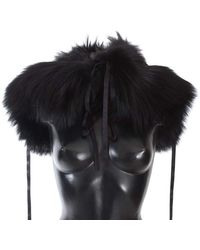Dolce & Gabbana - Black Fox Fur Shoulder Wrap Cover Collar Scarf - Lyst