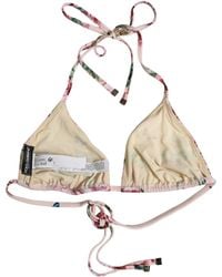Dolce & Gabbana - Pink Nylon Floral Halter Beachwear Bikini Top - Lyst