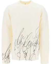 OAMC - Pullover In Lana Cotta Con Stampa Scribble - Lyst