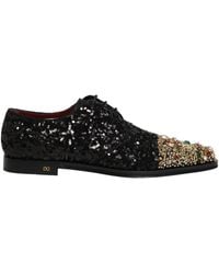 Dolce & Gabbana - Black Sequin Embellished Men Derby Dress Shoes - Lyst