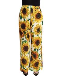 Dolce & Gabbana - Elegant Sunflower Wide Leg Pants - Lyst