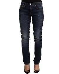 Acht - Blue Washed Cotton Mid Waist Skinny Denim Jeans - Lyst