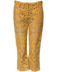 Dolce & Gabbana - Yellow Floral Lace Mid Waist Capri Pants - Lyst