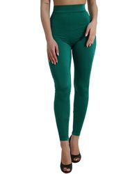 Dolce & Gabbana - Green Nylon Stretch Slim Leggings Pants - Lyst