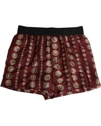 Dolce & Gabbana - Burgundy Silk Coin Print Men Boxer Short Swimwear - Lyst