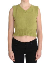 Pink Memories - Cotton Blend Knitted Sleeveless Sweater - Lyst