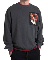 Dolce & Gabbana - Gray Cotton Crew Neck Men Pullover Sweater - Lyst