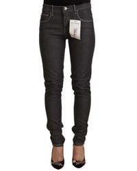 Acht - Black Low Waist Skinny Denim Slim Fit Jeans Cotton - Lyst