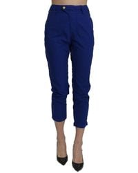 CYCLE - Cotton Royal Blue High Waist Skinny Cropped Trouser Pants - Lyst