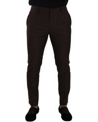 Dolce & Gabbana - Brown Striped Wool Formal Trouser Dress Pants - Lyst