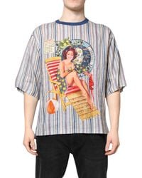 Dolce & Gabbana - Multicolor Striped Pin Up Linen Round Neck T - Lyst