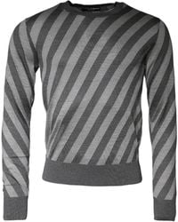 Dolce & Gabbana - Stripes Long Sleeve Round Neck Pullover Sweater - Lyst