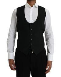 Dolce & Gabbana - Black Wool Waistcoat Dress Formal Vest - Lyst
