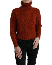 Dolce & Gabbana - Brown Wool Knit Turtleneck Pullover Sweater - Lyst