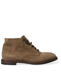 Dolce & Gabbana - Brown Leather Lace Up Ankle Boots Shoes - Lyst