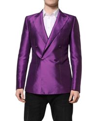 Dolce & Gabbana - Double Breasted Silk Blazer - Lyst