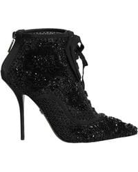 Dolce & Gabbana - Embellished Mesh Ankle Boots Shoes - Lyst