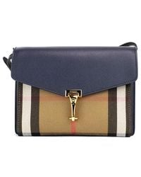 Burberry - Macken Small Ink House Check Derby Grain Leather Crossbody Bag - Lyst