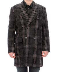 Dolce & Gabbana - Gray Double Breasted Coat Jacket - Lyst