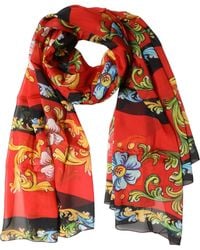 Dolce & Gabbana - Multicolor Floral Silk Shawl Stole Scarf - Lyst