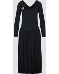 Lanvin - Black Ls Drape Midi Dress - Lyst