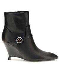 Pinko - Calf Leather Bos Taurus Ankle Boots - Lyst