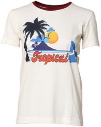 Dolce & Gabbana - White Cotton Print Short Sleeves Top T - Lyst