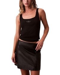 Calvin Klein - Black Cotton Tank Tops - Lyst