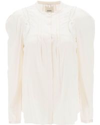 Isabel Marant - 'joanea' Satin Blouse With Cutwork Embroideries - Lyst