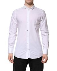 Dolce & Gabbana - White Cotton Gold Long Sleeves Formal Shirt - Lyst