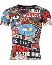 Dolce & Gabbana - Patchwork Cotton Crew Neck T-Shirt - Lyst