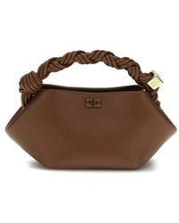 Ganni - Brown Recycled Leather Shoulder Bag - Lyst