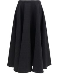 Lardini - Black Wool Oves Aries Midi Skirt - Lyst