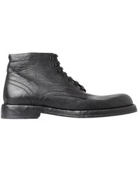 Dolce & Gabbana - Equisite Lace-Up Leather Boots - Lyst
