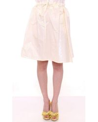 Licia Florio Above-knee Stretch Waist Strap Skirt - White