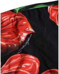 Dolce & Gabbana - Black Floral Print Nylon Beachwear Bikini Bottom - Lyst