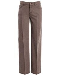 Guess - Beige Lyocell Flared Pants - Lyst