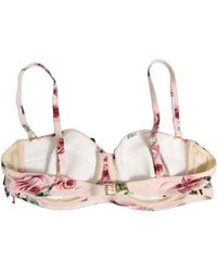 Dolce & Gabbana - Floral Print Swimsuit Beachwear Bikini Tops - Lyst