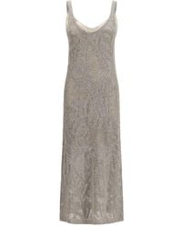 Brunello Cucinelli - Gray Linen Casual Dress - Lyst