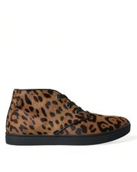 Dolce & Gabbana - Leopard Pony Hair Leather Sneakers Shoes - Lyst
