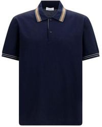 Ferragamo - Blue Cotton Polo Shirt - Lyst